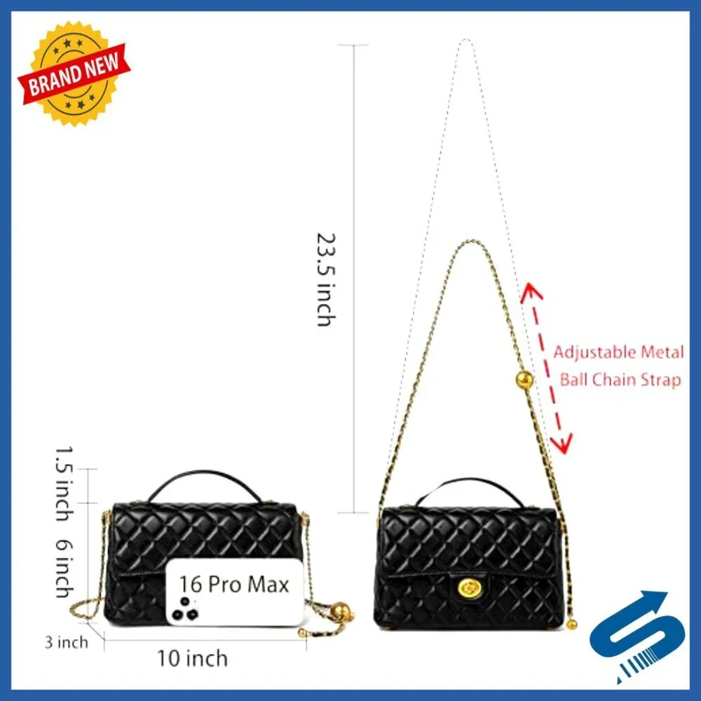Quilted Lambskin Leather Top Handle Satchel Crossbody Bag with Twist Lock
